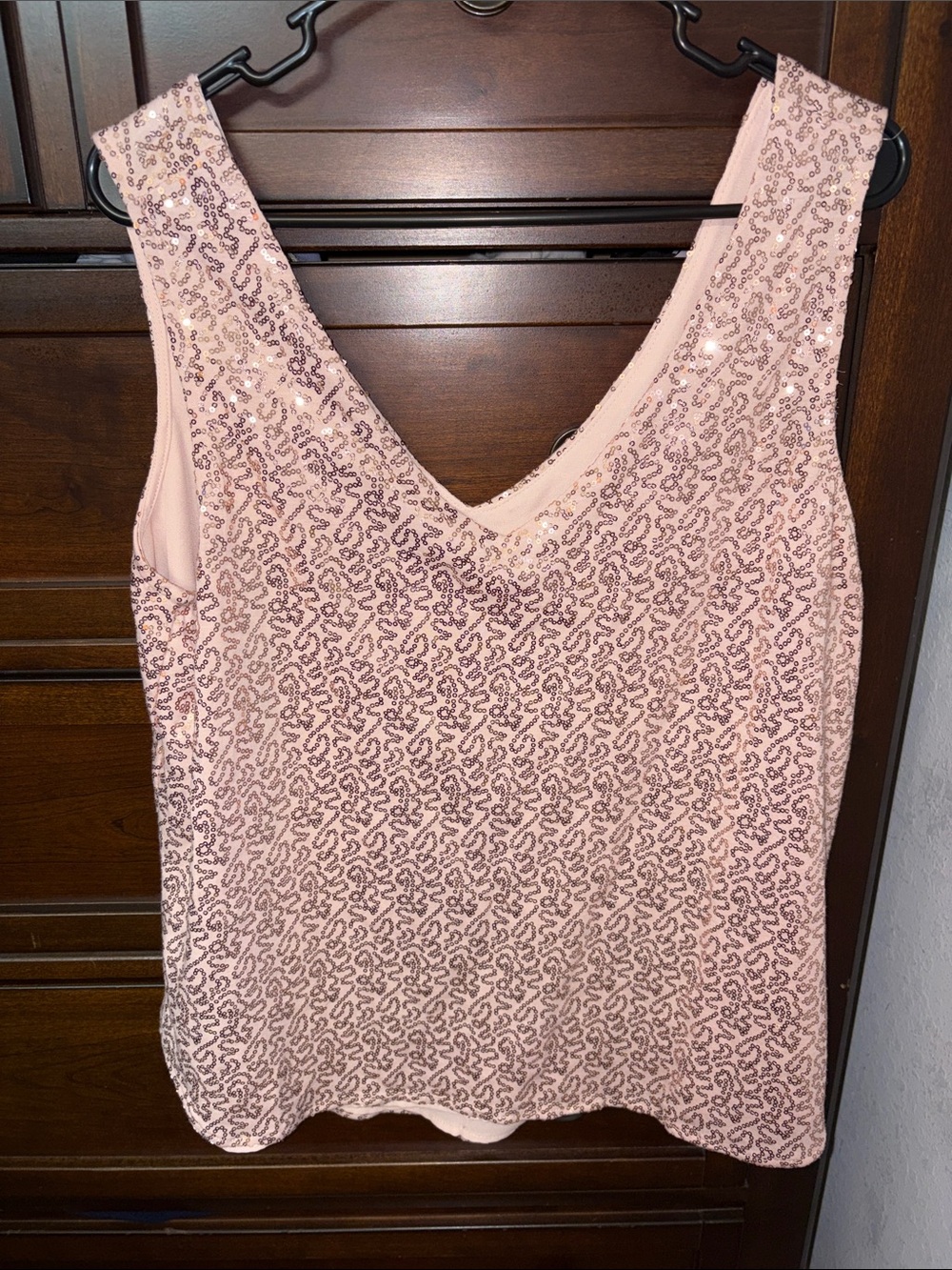 Gibson rosegold blush peachy pink Sequin V-Neck Camisole